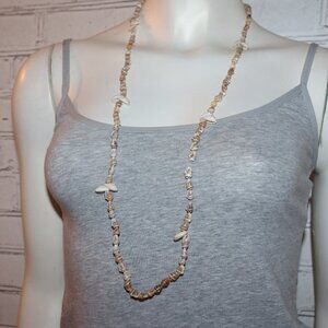 Beautiful vintage natural shell beaded necklace 37"